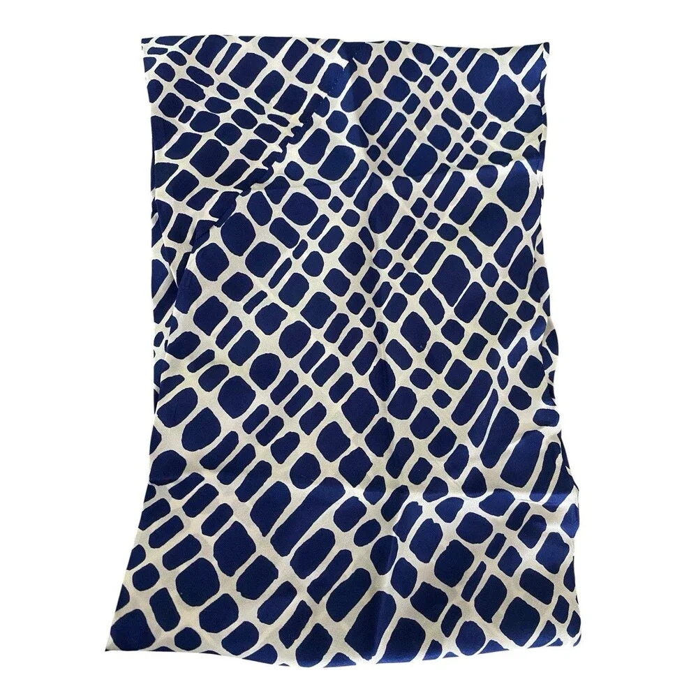 Vintage 60s Vera Neumann Scarf Blue White Silk Infinity Circle Mod